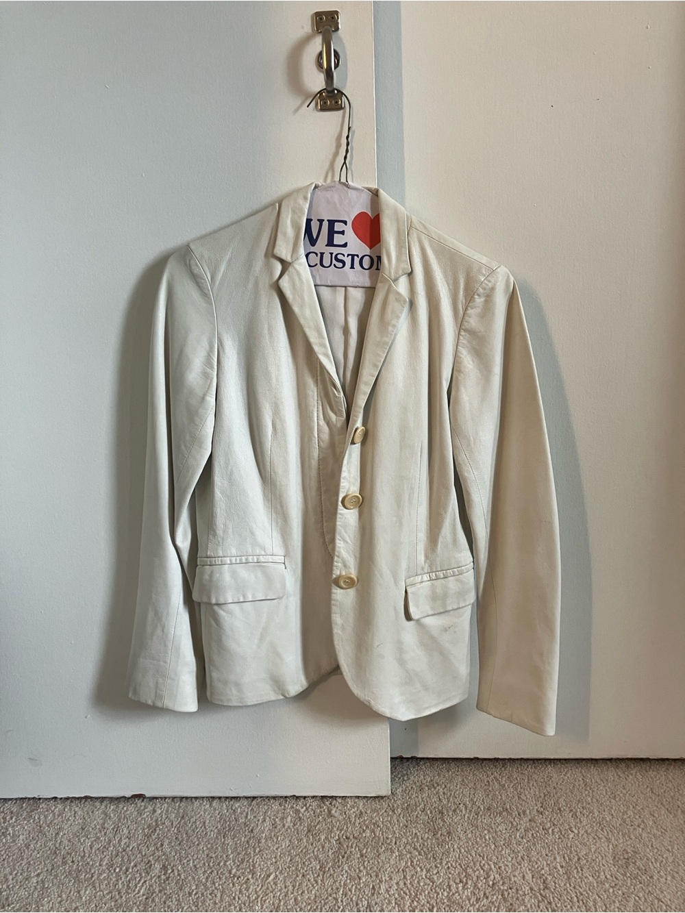 Theory White Leather Blazer Jacket, Women’s 00